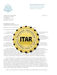 DDTC ITAR Registered Seal